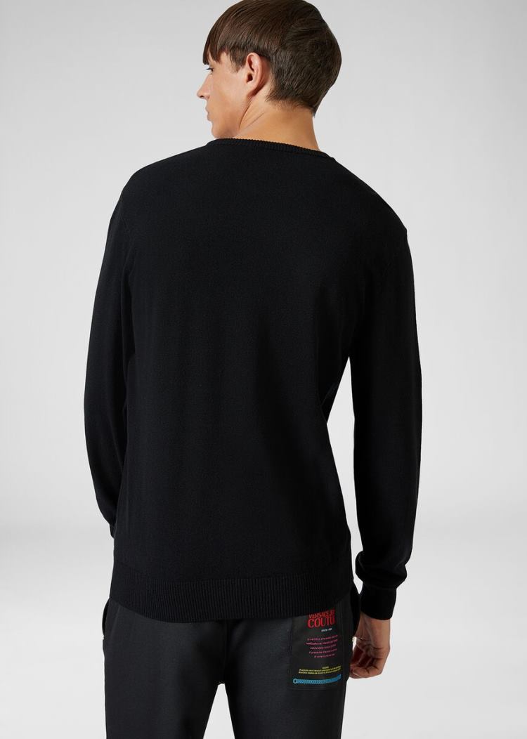 Versace Jeans Couture Etichetta detail Knit πουλοβερ Πουλόβερ Jeans Couture μαυρα ασπρα | 01BLVS9