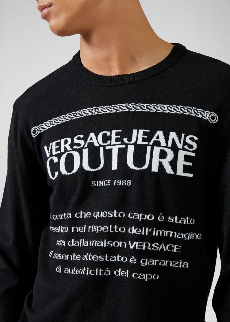 Versace Jeans Couture Etichetta detail Knit πουλοβερ Πουλόβερ Jeans Couture μαυρα ασπρα | 01BLVS9