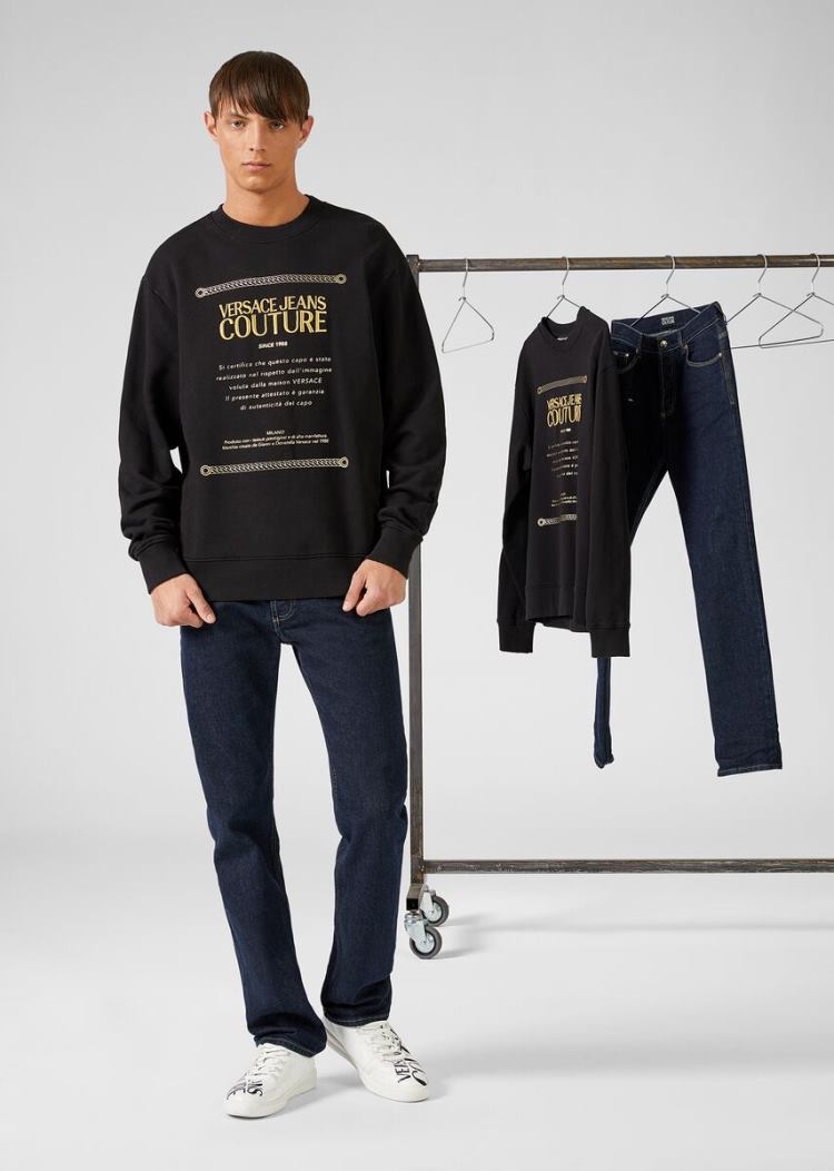 Versace Jeans Couture Etichetta detail Light πουλοβερ Φούτερ Jeans Couture μαυρα | YPH02DU