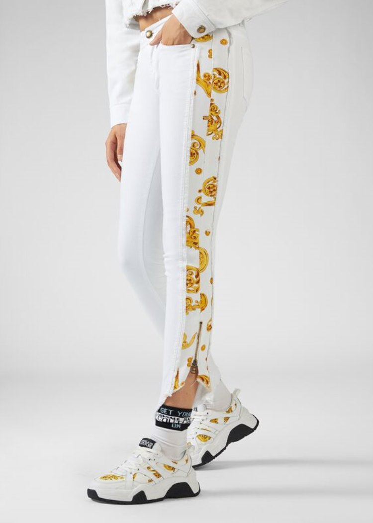 Versace Jeans Couture Gold Baroque Motif Jeans τζιν παντελονι Jeans Couture ασπρα | 5LGK4CO