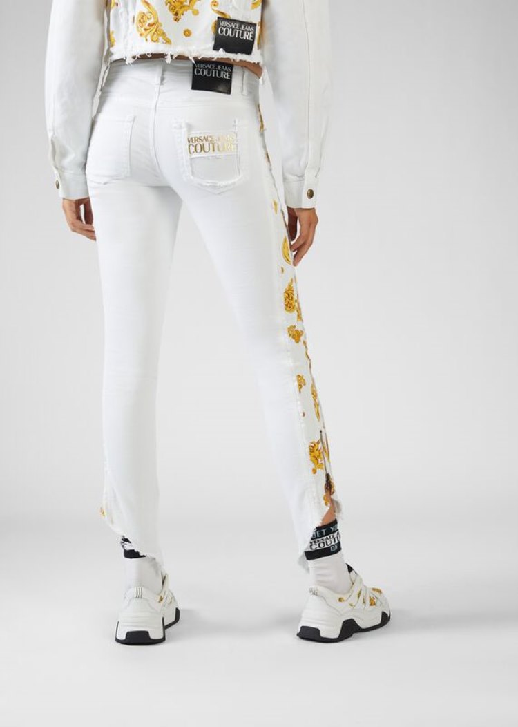 Versace Jeans Couture Gold Baroque Motif Jeans τζιν παντελονι Jeans Couture ασπρα | 5LGK4CO