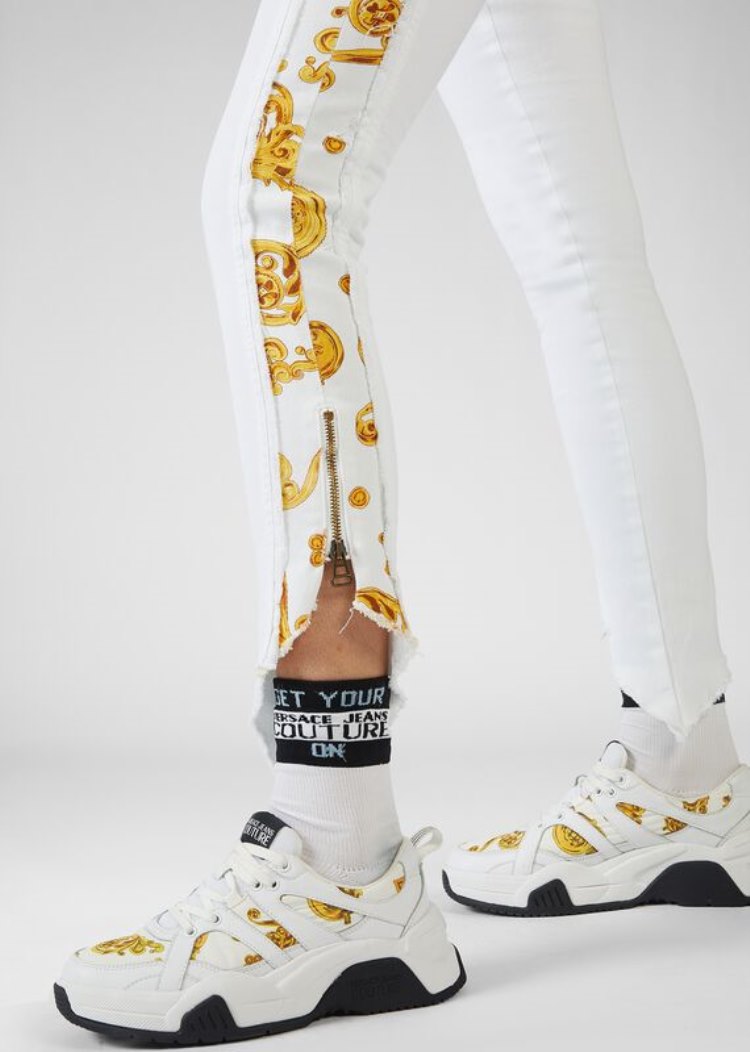 Versace Jeans Couture Gold Baroque Motif Jeans τζιν παντελονι Jeans Couture ασπρα | 5LGK4CO