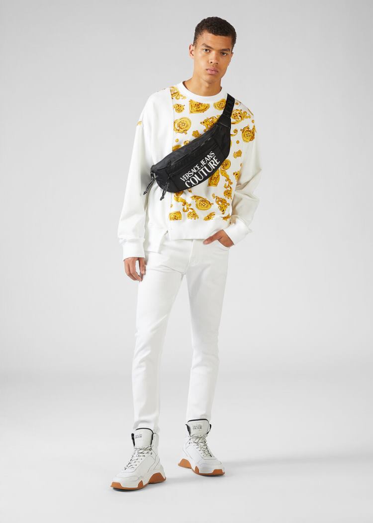 Versace Jeans Couture Gold Baroque Motif Sweatshirt Φούτερ Jeans Couture ασπρα | N7V9UYA