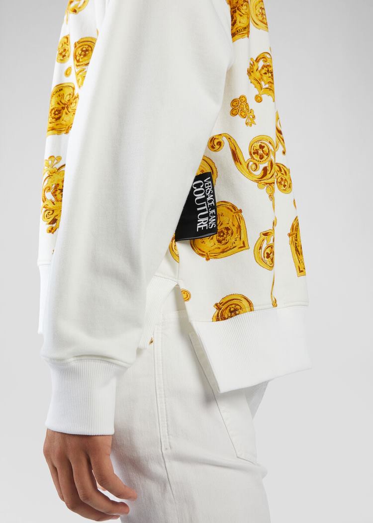 Versace Jeans Couture Gold Baroque Motif Sweatshirt Φούτερ Jeans Couture ασπρα | N7V9UYA