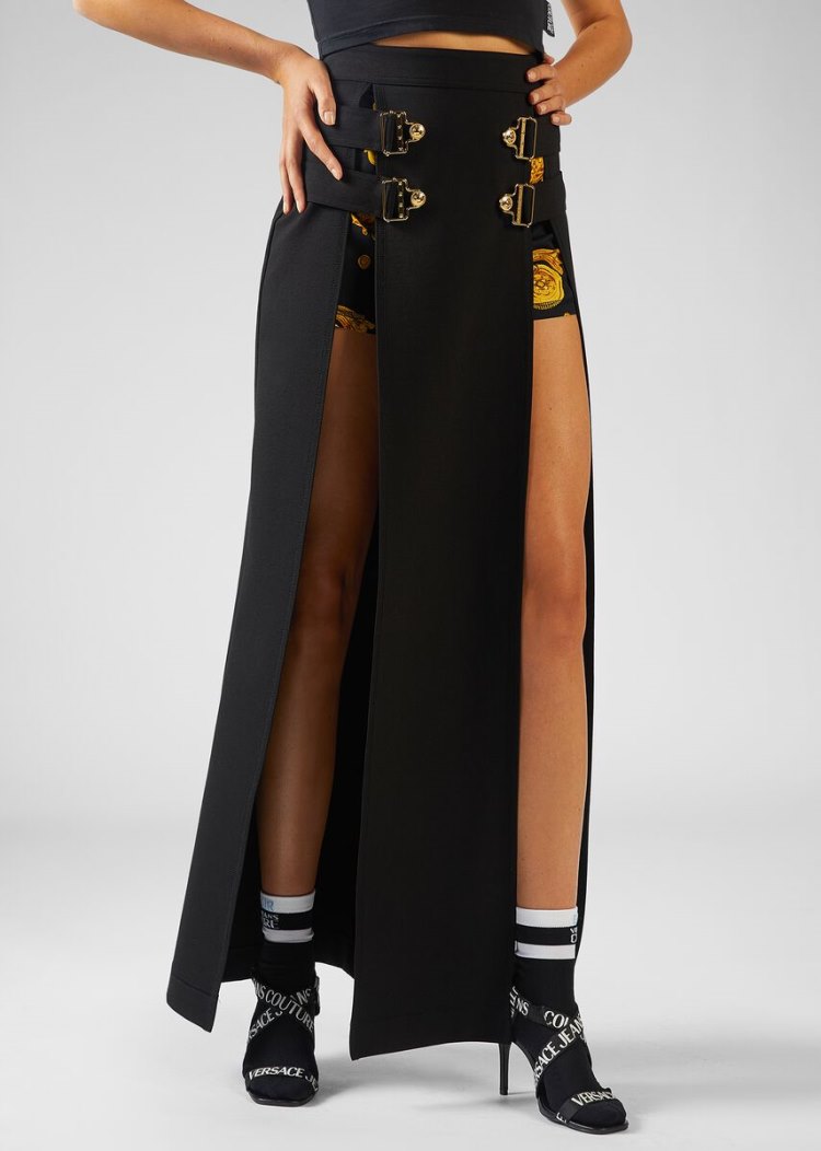 Versace Jeans Couture Gold Baroque Motif Skirt φουστεσ Jeans Couture μαυρα | YBH99FC