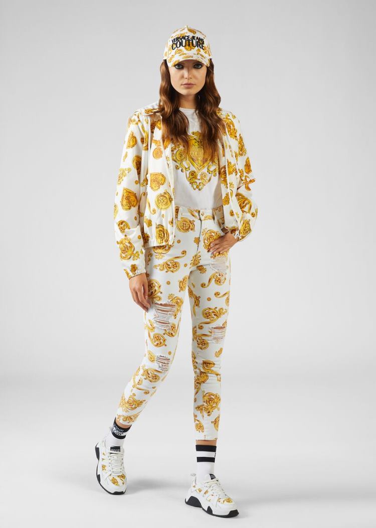 Versace Jeans Couture Gold Baroque Print Windbreaker Windbreaker Jeans Couture ασπρα | 87W8VSG
