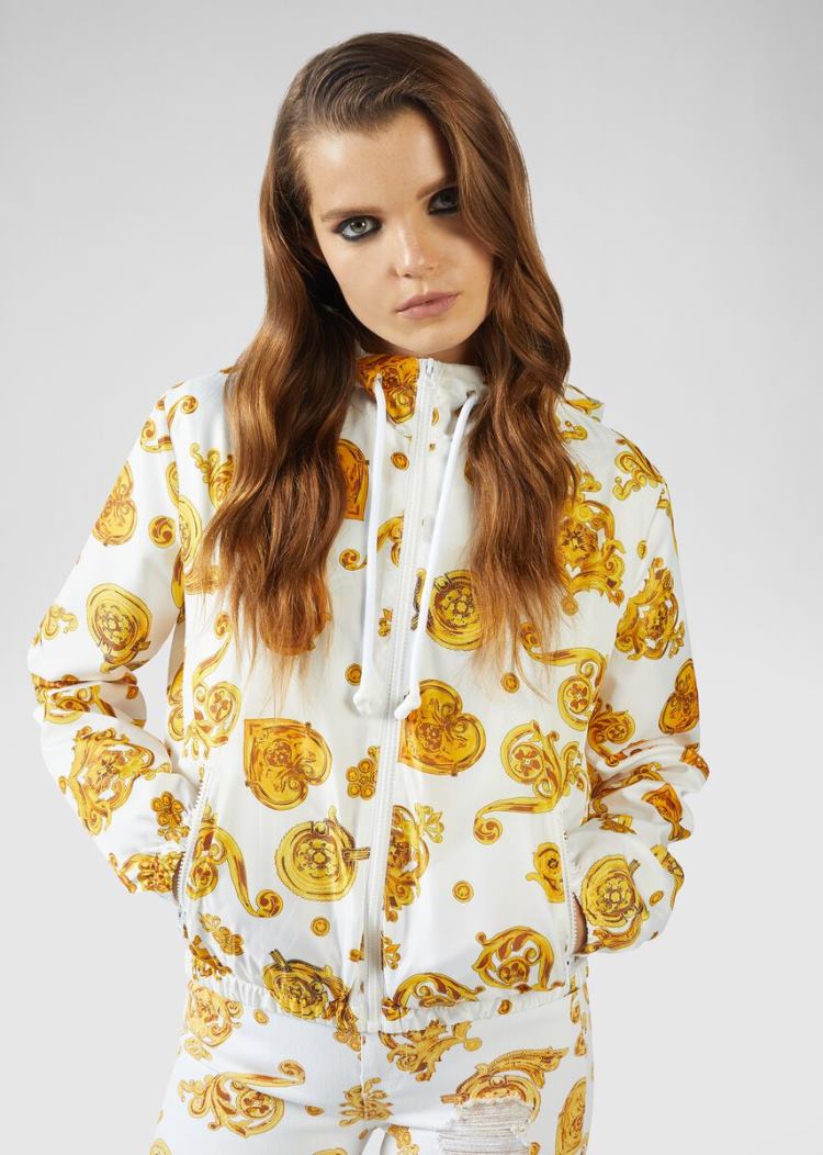 Versace Jeans Couture Gold Baroque Print Windbreaker Windbreaker Jeans Couture ασπρα | 87W8VSG