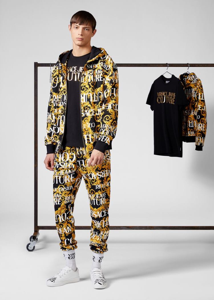 Versace Jeans Couture Gold Foil Logo βαμβακερα T Shirt μπλουζακια Jeans Couture μαυρα | Z7MCLT2