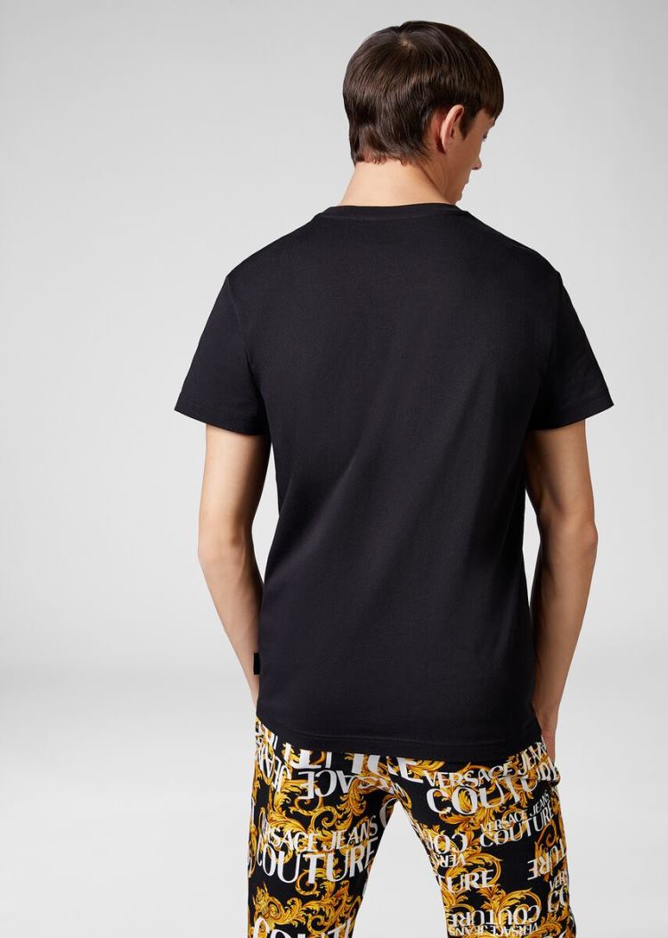 Versace Jeans Couture Gold Foil Logo βαμβακερα T Shirt μπλουζακια Jeans Couture μαυρα | Z7MCLT2