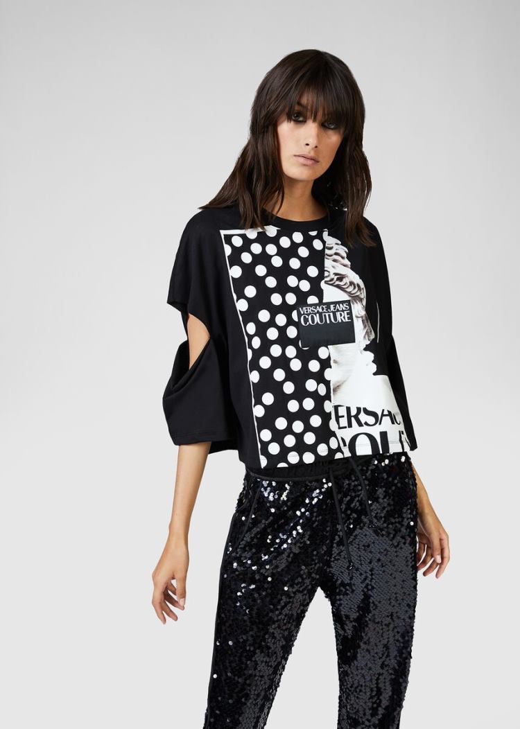 Versace Jeans Couture Graphic Print T Shirt μπλουζακια Jeans Couture μαυρα | 2EPC366