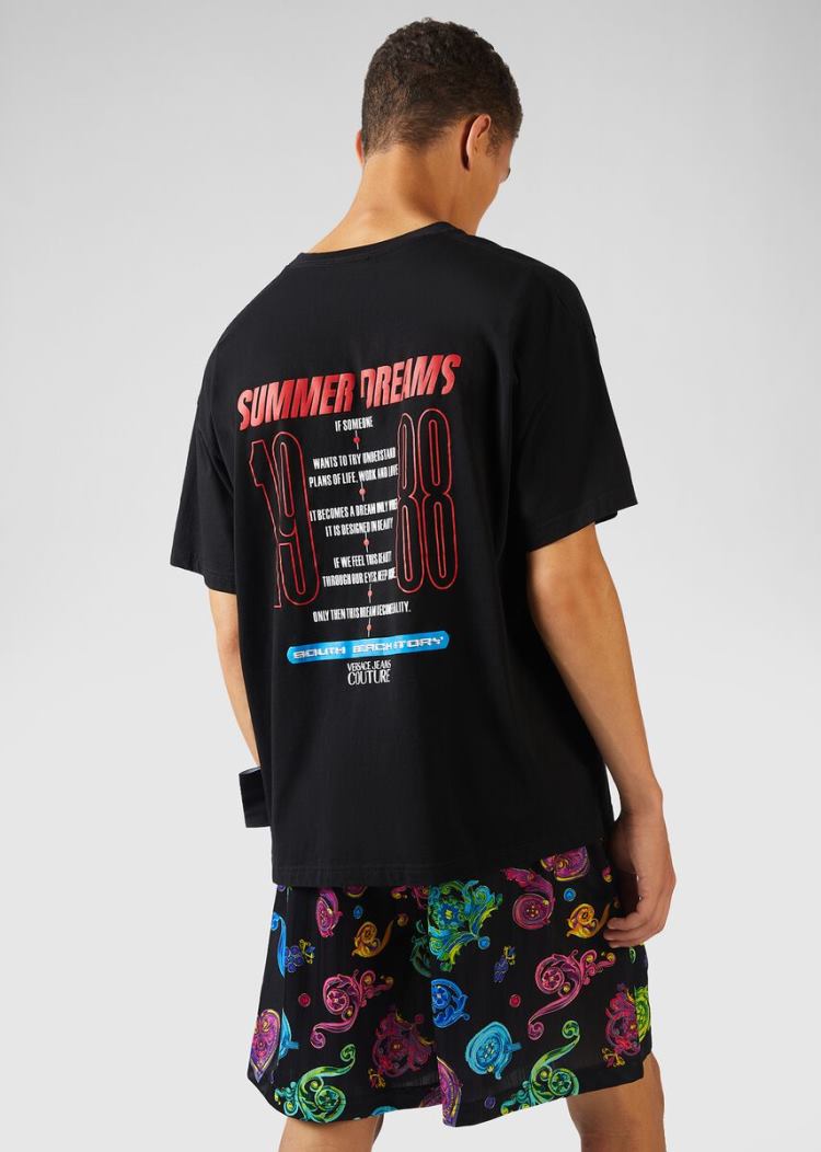 Versace Jeans Couture Graphic Print T Shirt μπλουζακια Jeans Couture μαυρα | D5OIJBL