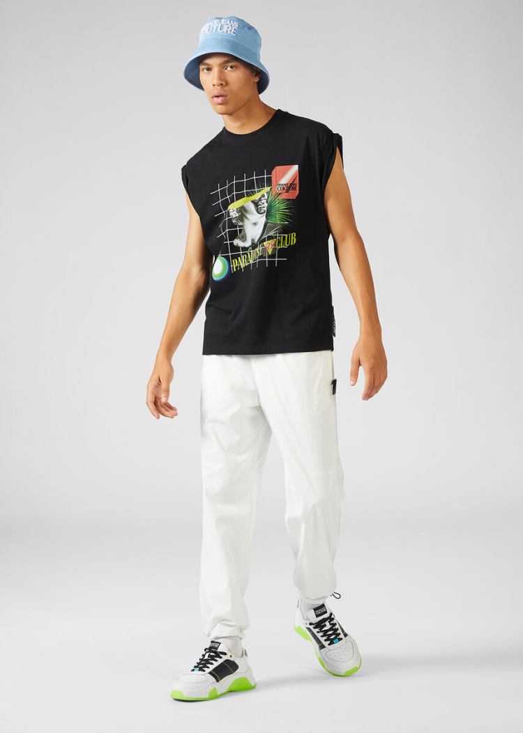 Versace Jeans Couture Graphic Print αμανικα T Shirt μπλουζακια Jeans Couture μαυρα | L97UJ4N