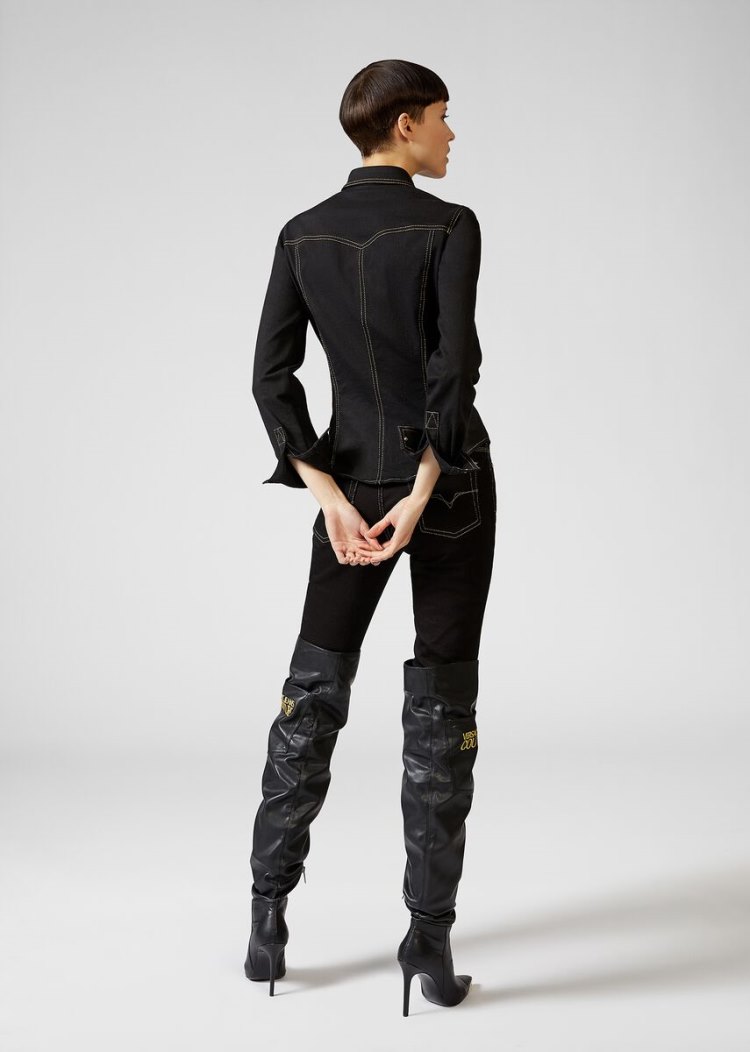 Versace Jeans Couture Heritage Collar Tip Shirt πουκαμισα Jeans Couture μαυρα | EMG8D6S