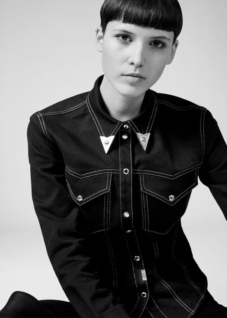 Versace Jeans Couture Heritage Collar Tip Shirt πουκαμισα Jeans Couture μαυρα | EMG8D6S