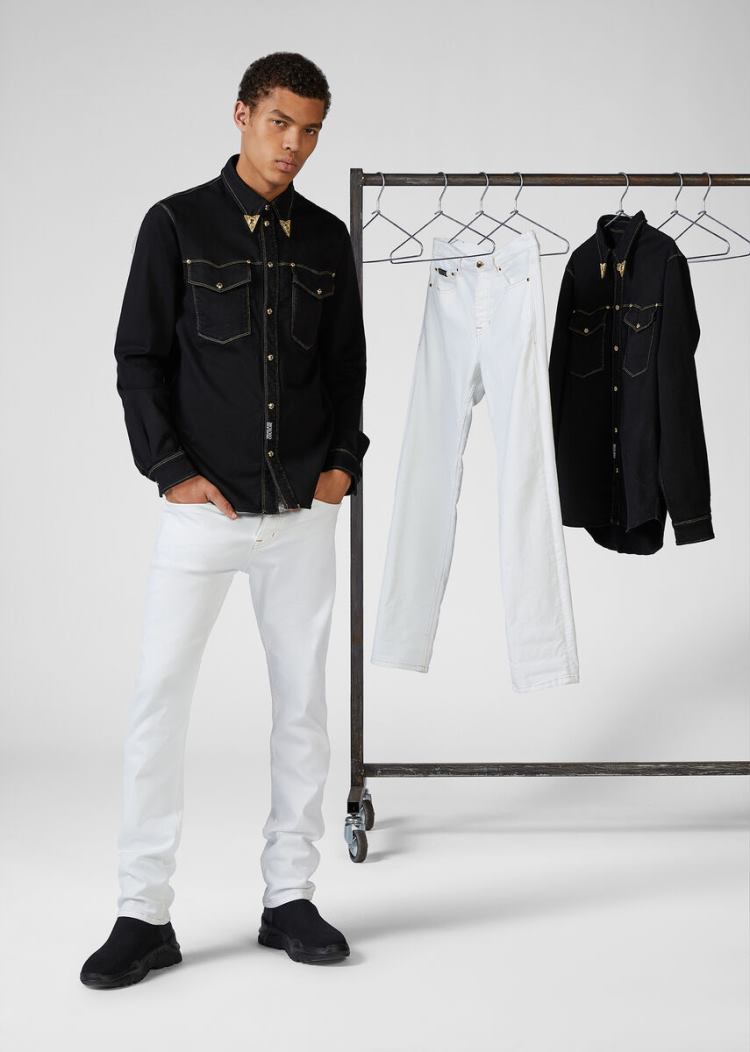 Versace Jeans Couture Heritage Collar Tip Shirt πουκαμισα Jeans Couture μαυρα | IPIAN3G