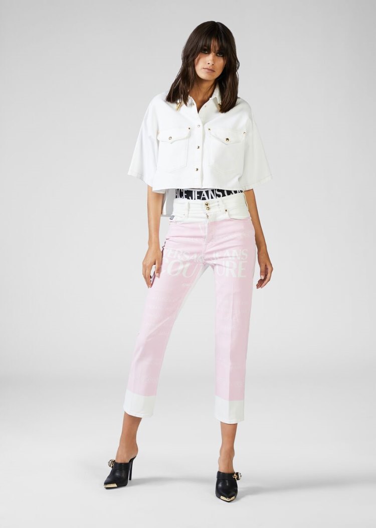 Versace Jeans Couture Heritage Gold Flaps Denim Shirt πουκαμισα Jeans Couture ασπρα | HUNOZOD