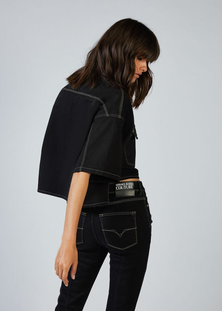Versace Jeans Couture Heritage Gold Flaps Denim Shirt πουκαμισα Jeans Couture μαυρα | SIX6IYR
