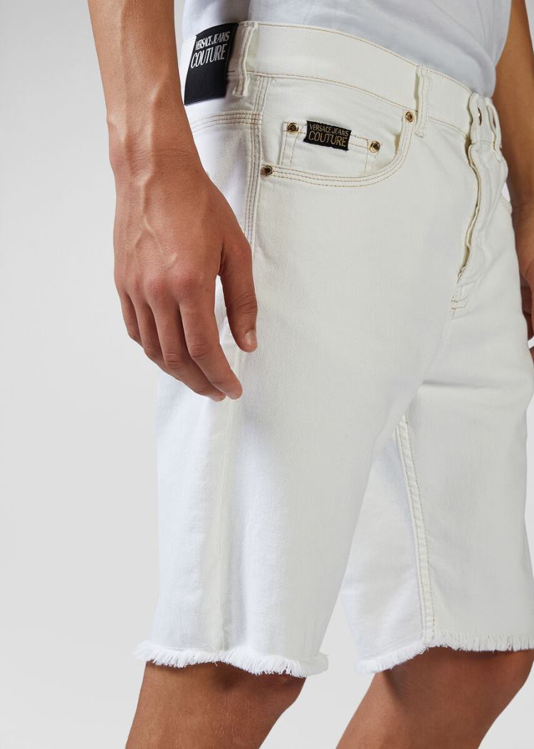 Versace Jeans Couture Heritage Gold Hardware Denim Shorts σορτσ Jeans Couture ασπρα | PM2DW2W