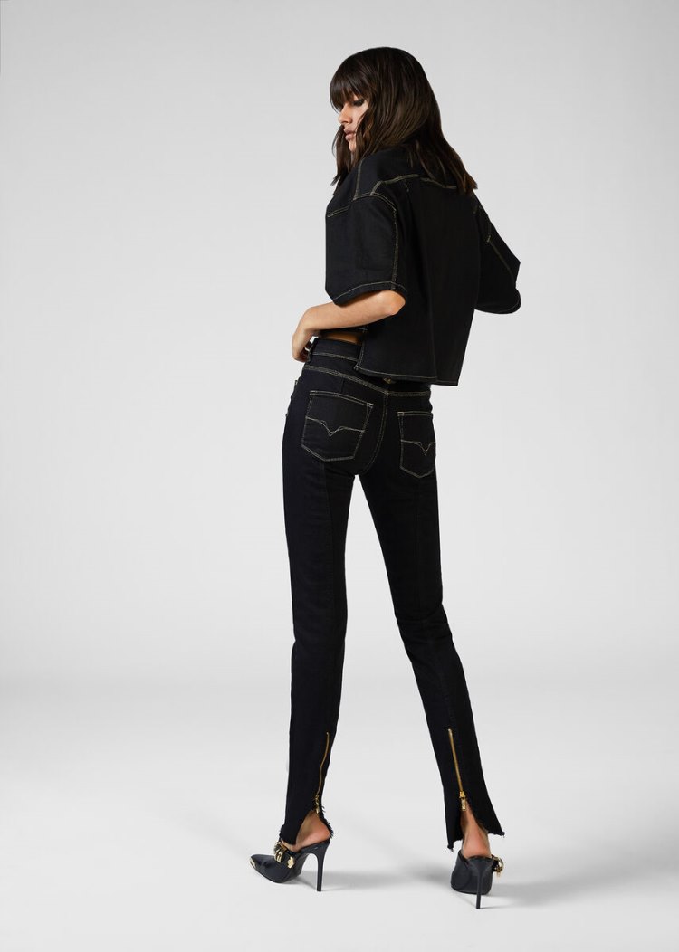 Versace Jeans Couture Heritage Gold Metal Hardware Jeans τζιν παντελονι Jeans Couture μαυρα | 0DXYC4P