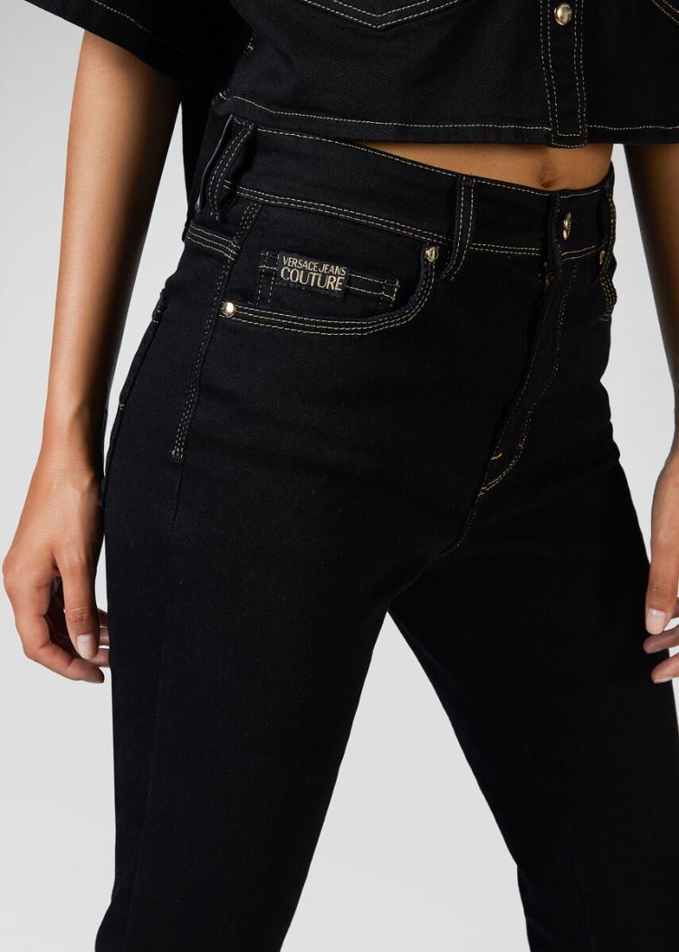 Versace Jeans Couture Heritage Gold Metal Hardware Jeans τζιν παντελονι Jeans Couture μαυρα | 0DXYC4P