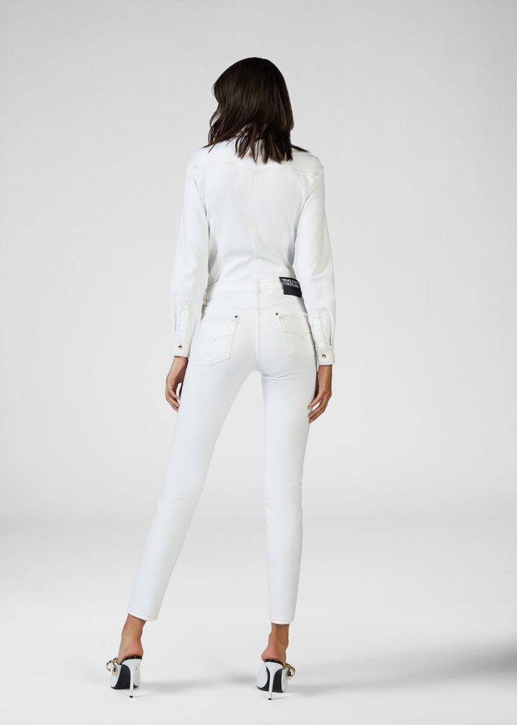 Versace Jeans Couture Heritage Gold Metal Hardware Skinny Jeans τζιν παντελονι Jeans Couture ασπρα | 2PK1NIY