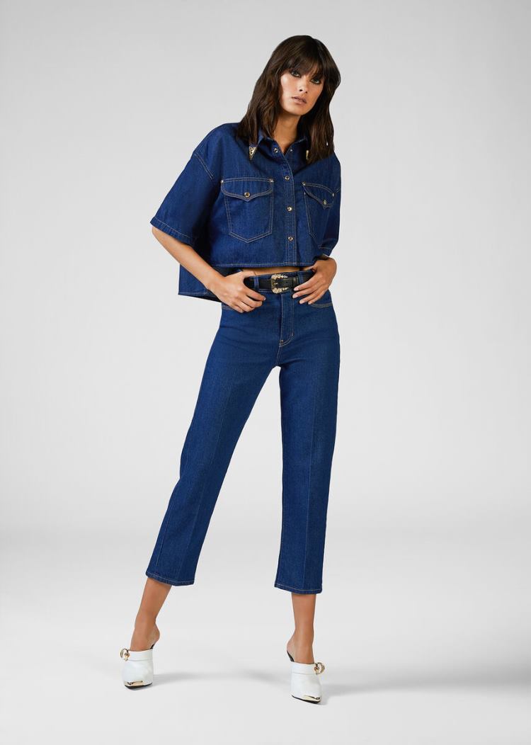 Versace Jeans Couture Heritage Gold Metal Hardware Jeans τζιν παντελονι Jeans Couture μπλε | 3GRXWT2