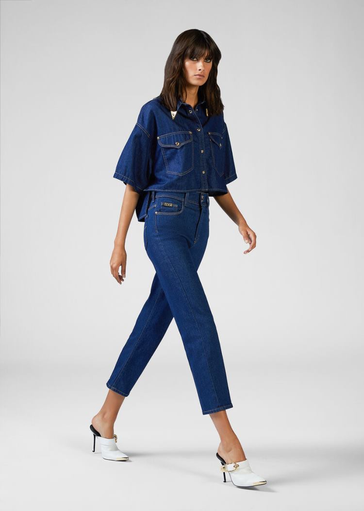 Versace Jeans Couture Heritage Gold Metal Hardware Jeans τζιν παντελονι Jeans Couture μπλε | 3GRXWT2