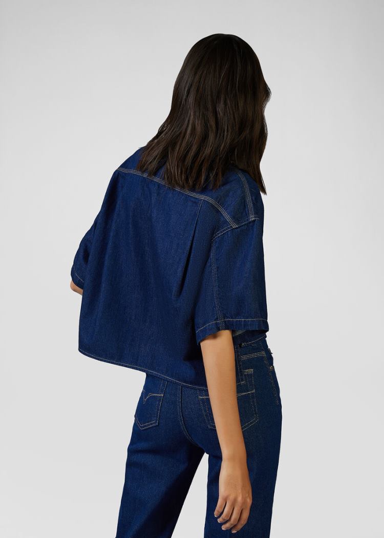 Versace Jeans Couture Heritage Gold Metal Tips Denim Shirt πουκαμισα Jeans Couture μπλε | 6CWKGD1