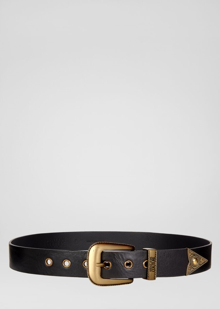 Versace Jeans Couture Heritage Gold Metal Hardware Belt ζωνη Jeans Couture μαυρα | PNCFCMK