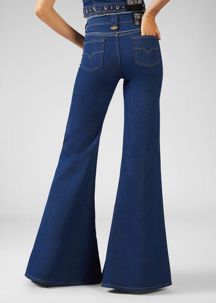 Versace Jeans Couture Heritage Gold Metal Hardware Flared Jeans τζιν παντελονι Jeans Couture μπλε | POSKE1E
