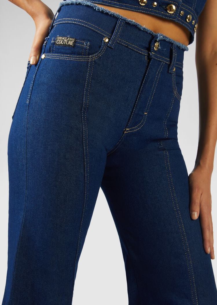 Versace Jeans Couture Heritage Gold Metal Hardware Flared Jeans τζιν παντελονι Jeans Couture μπλε | POSKE1E