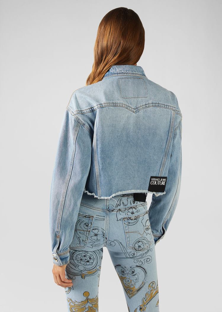 Versace Jeans Couture Heritage Gold Metal Tips Denim Jacket μπουφαν Jeans Couture μπλε | X90W839