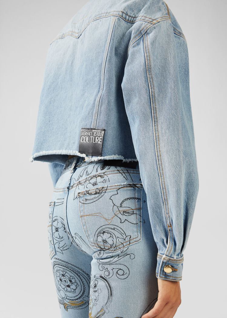 Versace Jeans Couture Heritage Gold Metal Tips Denim Jacket μπουφαν Jeans Couture μπλε | X90W839