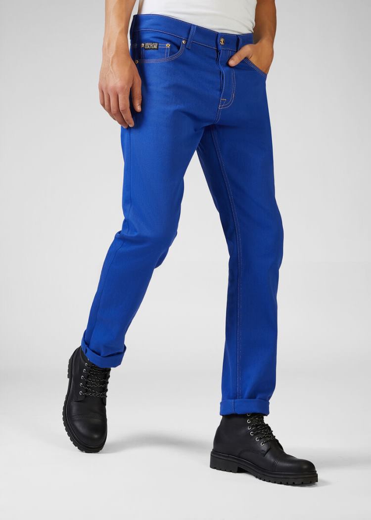 Versace Jeans Couture Heritage Gold Metal Hardware Jeans τζιν παντελονι Jeans Couture μπλε | Y9OYVBW