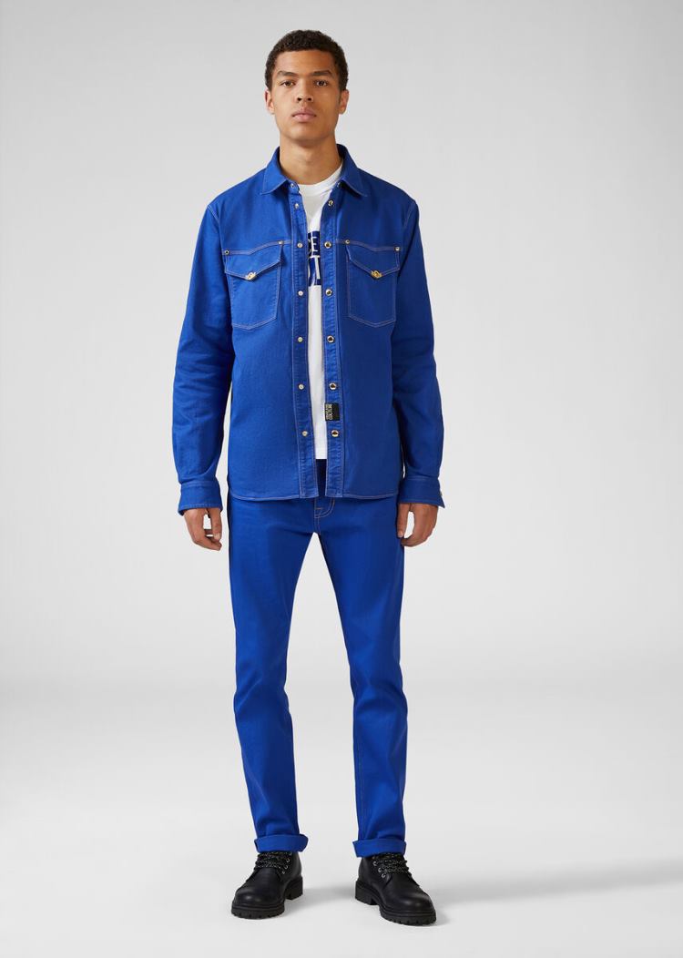Versace Jeans Couture Heritage Gold Metal Hardware Jeans τζιν παντελονι Jeans Couture μπλε | Y9OYVBW