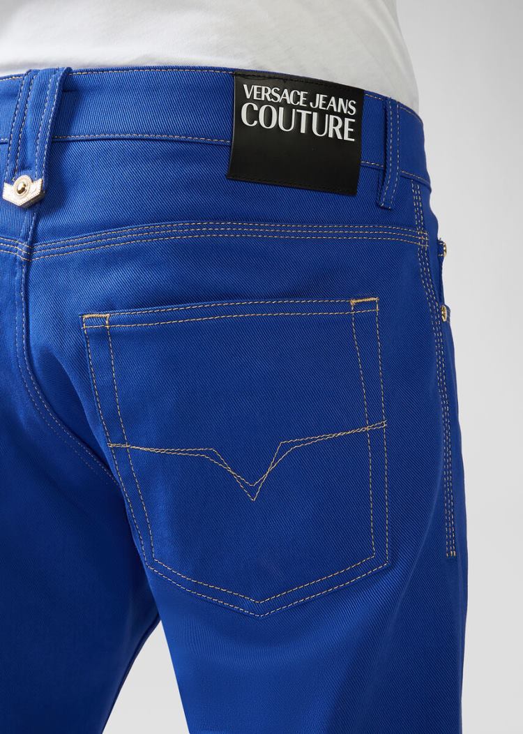 Versace Jeans Couture Heritage Gold Metal Hardware Jeans τζιν παντελονι Jeans Couture μπλε | Y9OYVBW