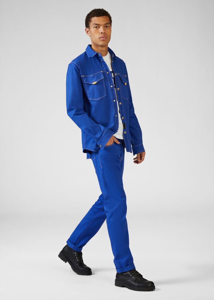 Versace Jeans Couture Heritage Gold Metal Hardware Jeans τζιν παντελονι Jeans Couture μπλε | Y9OYVBW