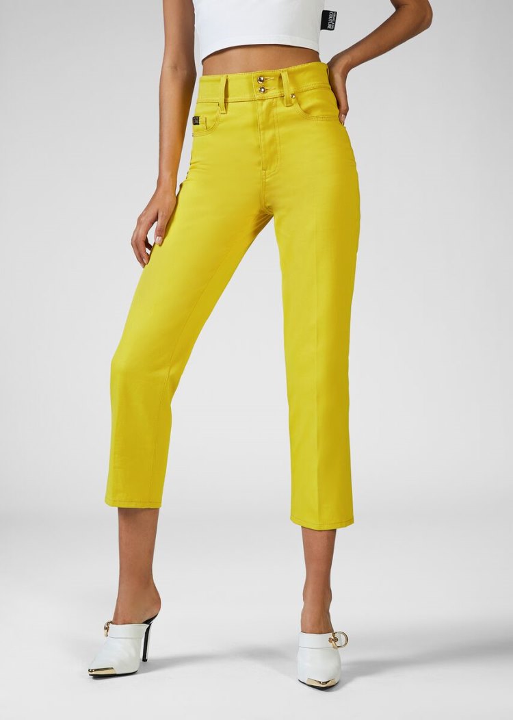 Versace Jeans Couture Heritage Gold Metal Hardware Jeans τζιν παντελονι Jeans Couture κίτρινα | ZLITN9L
