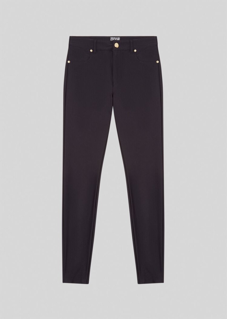 Versace Jeans Couture Laminated Effect Trousers παντελόνι Jeans Couture μαυρα | 2SM8QEH