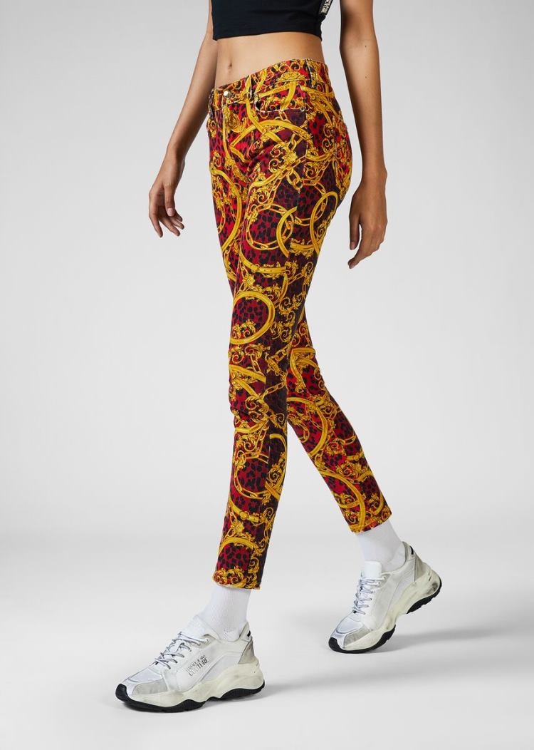 Versace Jeans Couture Leo Baroque Print Jeans τζιν παντελονι Jeans Couture κοκκινα | 1SNV99M