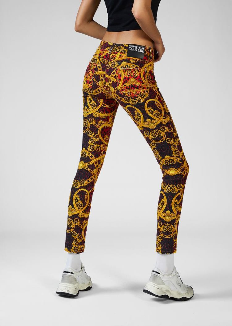 Versace Jeans Couture Leo Baroque Print Jeans τζιν παντελονι Jeans Couture κοκκινα | 1SNV99M