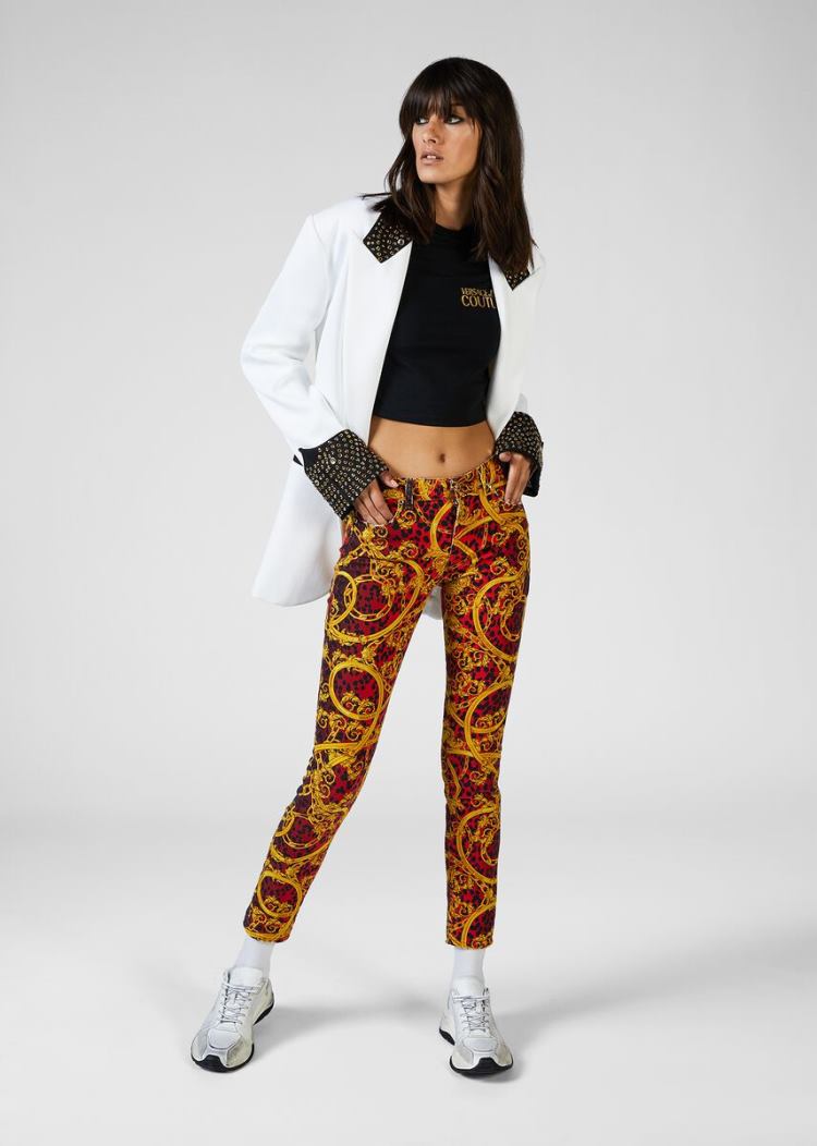 Versace Jeans Couture Leo Baroque Print Jeans τζιν παντελονι Jeans Couture κοκκινα | 1SNV99M