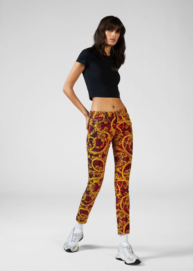 Versace Jeans Couture Leo Baroque Print Jeans τζιν παντελονι Jeans Couture κοκκινα | 1SNV99M