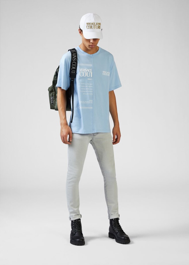 Versace Jeans Couture Leo Chain Pocket Jeans τζιν παντελονι Jeans Couture μπλε | YBRR2LQ