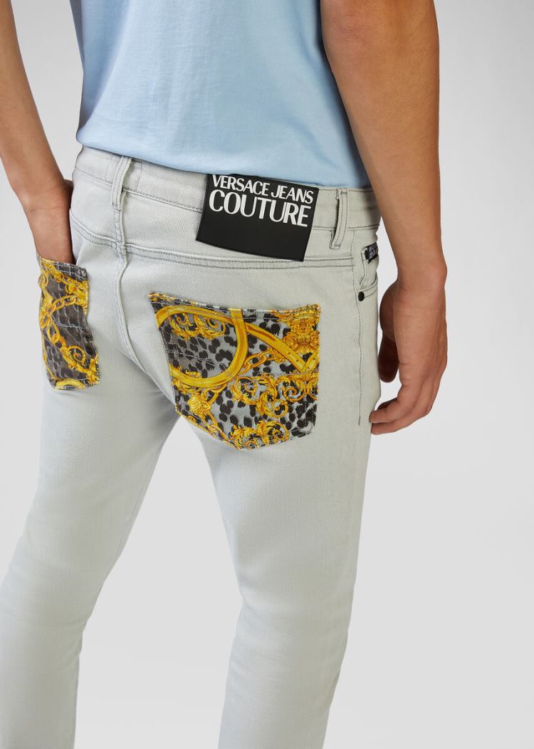 Versace Jeans Couture Leo Chain Pocket Jeans τζιν παντελονι Jeans Couture μπλε | YBRR2LQ