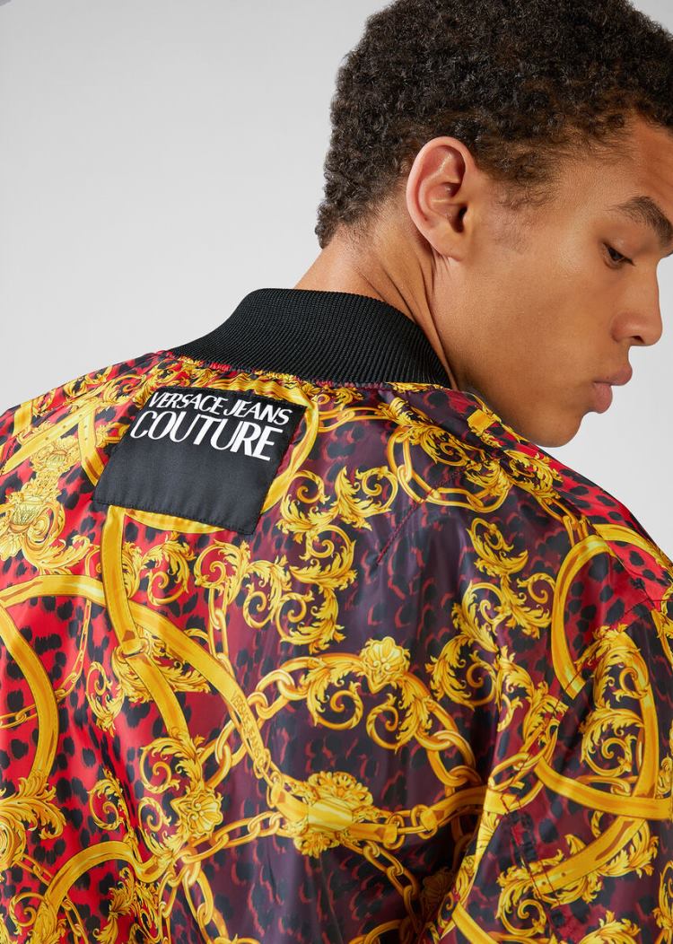 Versace Jeans Couture Leo Chain Print Bomber Jacket μπουφαν Jeans Couture κοκκινα | GDAX0SB