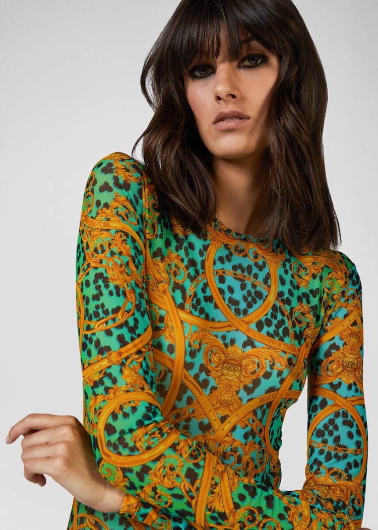 Versace Jeans Couture Leo Chain Print Bodysuit φορεμα Jeans Couture πρασινο | JT5HGQD