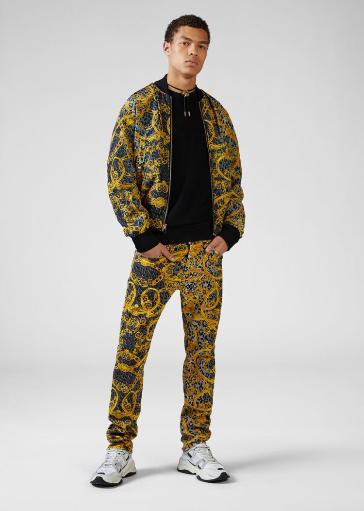 Versace Jeans Couture Leo Chain Print Bomber Jacket μπουφαν Jeans Couture μαυρα | TYBY9U3
