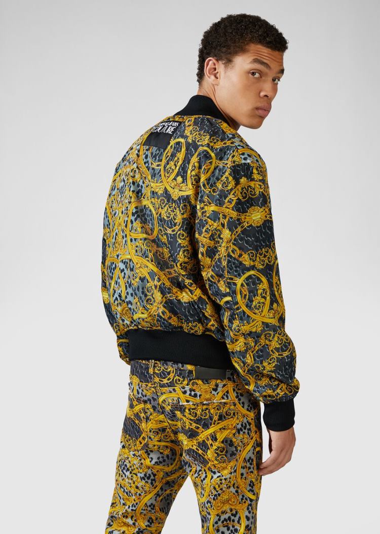 Versace Jeans Couture Leo Chain Print Bomber Jacket μπουφαν Jeans Couture μαυρα | TYBY9U3