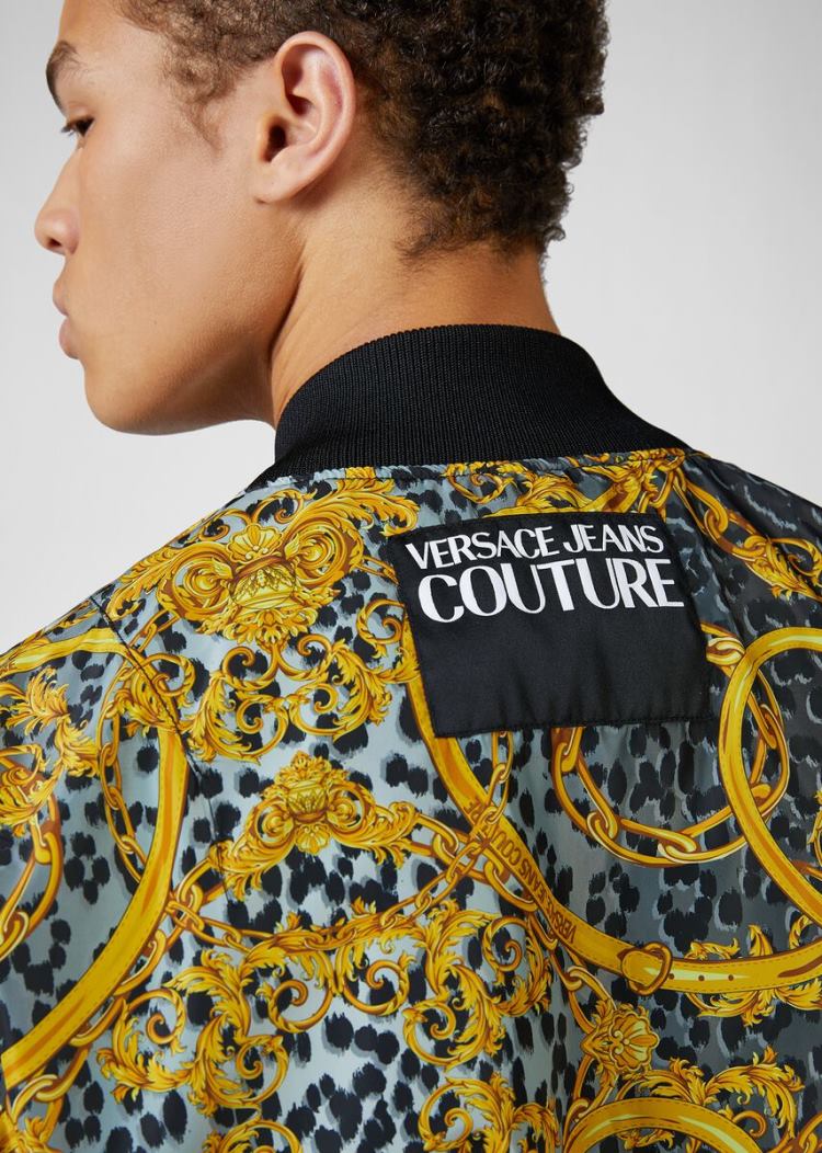 Versace Jeans Couture Leo Chain Print Bomber Jacket μπουφαν Jeans Couture μαυρα | TYBY9U3